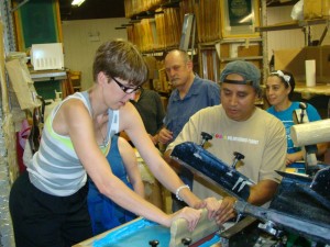 Manny Teaching Some Screen Printing